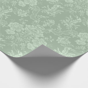 Papier Cadeau Élégant romantique chic floral vert Damask-Sage