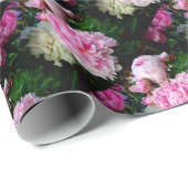 Papier Cadeau Elégant romantique Rose Blanc floral Peonies (Coin rond)