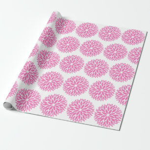 PAPIER CADEAU ÉLÉGANT ROSE BLANC DAHLIA ANNIVERSAIRE MARIAGE WRA