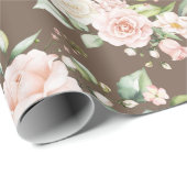 Papier Cadeau Élégant rose blanc Eucalyptus Brown (Coin rond)