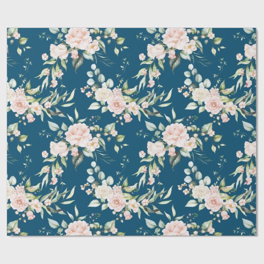 Papier Cadeau Elégant rose bleu Eucalyptus (Plat)