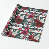 Papier Cadeau Élégant Rose Bourgogne Grand Noël (Déroulé)