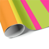 Papier Cadeau Élégant Rose Chaud, Vert Lime, Grandes Oranges Pro (Coin rond)