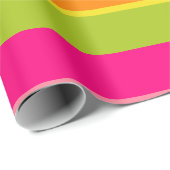 Papier Cadeau Élégant rose, citron vert, orange et jaune bandes (Coin rond)