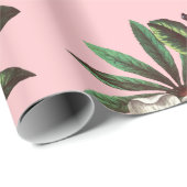 Papier Cadeau Élégant Rose de Noël Vintage rose (Coin rond)