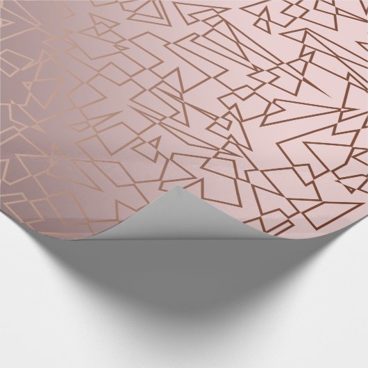 Papier Cadeau Elégant rose élégant or rose motif géométrique (Coin)