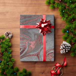 Papier Cadeau Elégant rose en cuivre moderne or marbre argent
