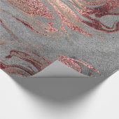 Papier Cadeau Elégant rose en cuivre moderne or marbre argent (Coin)