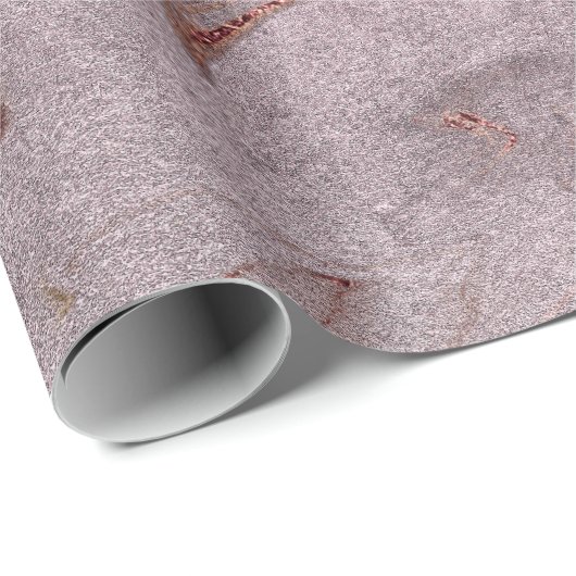 Papier Cadeau Elégant rose en cuivre moderne or marbre violet lo (Coin rond)