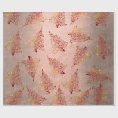 Papier Cadeau Élégant rose en cuivre motif de Noël (Plat)