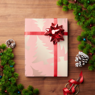 Papier Cadeau Élégant rose en cuivre or motif d'arbre de Noël