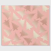 Papier Cadeau Élégant rose en cuivre or motif d'arbre de Noël (Plat)