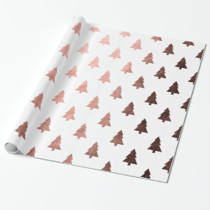 Papier Cadeau Élégant rose en cuivre or motif d'arbre de Noël