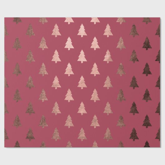 Papier Cadeau Élégant rose en cuivre or motif d'arbre de Noël (Plat)