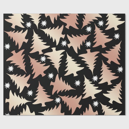 Papier Cadeau Élégant rose en cuivre or motif d'arbre de Noël (Plat)