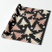 Papier Cadeau Élégant rose en cuivre or motif d'arbre de Noël (Déroulé)