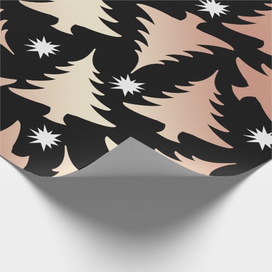 Papier Cadeau Élégant rose en cuivre or motif d'arbre de Noël (Coin)