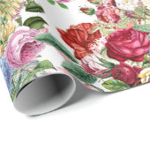 Papier Cadeau Elégant Rose et Hydrangeas artisanat ou cadeau Flo (Coin rond)