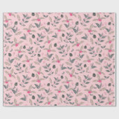 Papier Cadeau Elégant rose Fleur d'hiver Aquarelle Noël (Plat)