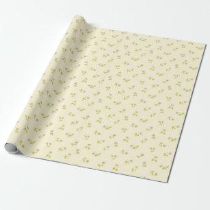 Papier Cadeau Élégant rose floral motif Arrière - plan jaune