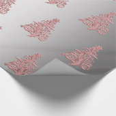 Papier Cadeau Élégant Rose Gold & Argent motif de Noël Arbre (Coin)