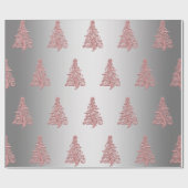 Papier Cadeau Élégant Rose Gold & Argent motif de Noël Arbre (Plat)