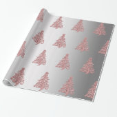 Papier Cadeau Élégant Rose Gold & Argent motif de Noël Arbre (Déroulé)