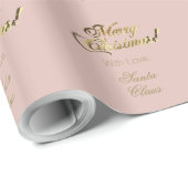 Papier Cadeau Élégant Rose Gold Joyeux script de Noël rose (Coin rond)