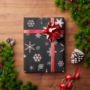Papier Cadeau Élégant Rose Gold & Marble Noël Snowflakes