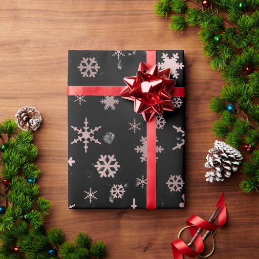 Papier Cadeau Élégant Rose Gold & Marble Noël Snowflakes (Cadeau de vacances)