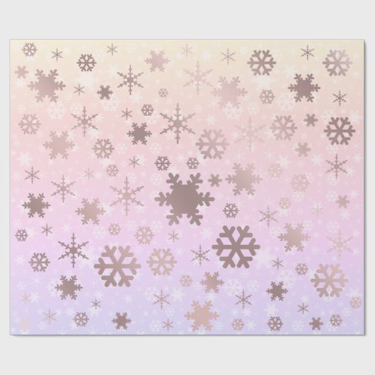 Papier Cadeau Élégant Rose Gold Noël Snowflake Motif (Plat)