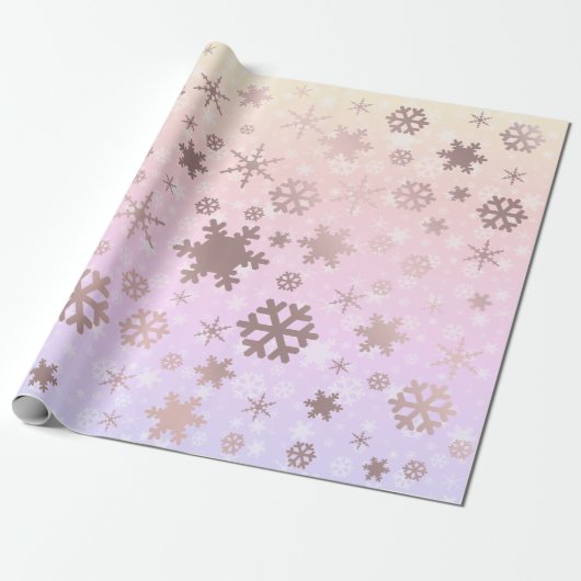 Papier Cadeau Élégant Rose Gold Noël Snowflake Motif (Déroulé)