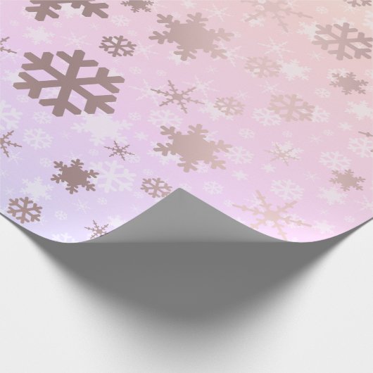 Papier Cadeau Élégant Rose Gold Noël Snowflake Motif (Coin)