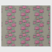 Papier Cadeau Élégant rose Lotus Fleur Botanique Gris (Plat)