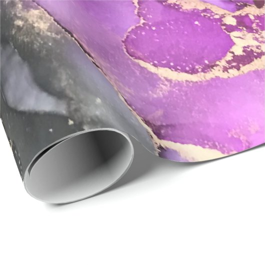 Papier Cadeau Elégant rose Magenta Black Gold (Coin rond)