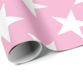 Papier Cadeau Élégant Rose moderne Etoiles Blanches mignonne Des (Coin rond)