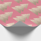 Papier Cadeau Élégant rose moderne or motif de Noël arbre de Noë (Coin)