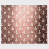 Papier Cadeau Élégant rose moderne or motif de Noël arbre de Noë (Plat)