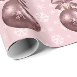 Papier Cadeau Élégant Rose Motif de Noël d'or