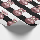 Papier Cadeau Élégant Rose Motif de Noël d'or (Coin)