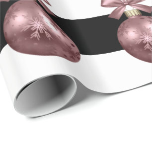 Papier Cadeau Élégant Rose Motif de Noël d'or