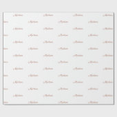 Papier Cadeau Elégant rose or blanc nom de script personnalisé t (Plat)