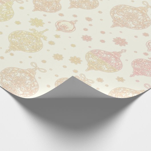 Papier Cadeau Élégant Rose Or Blanc ornements de Noël (Coin)