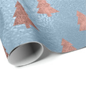 Papier Cadeau Élégant rose or & bleu motif de Noël (Coin rond)