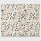 Papier Cadeau Élégant rose or fleuri eucalyptus or scintillants (Plat)