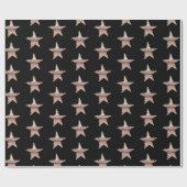 Papier Cadeau Elégant rose or métal look étoiles noir (Plat)