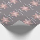 Papier Cadeau Élégant rose or Noël flocons de neige motif (Coin)