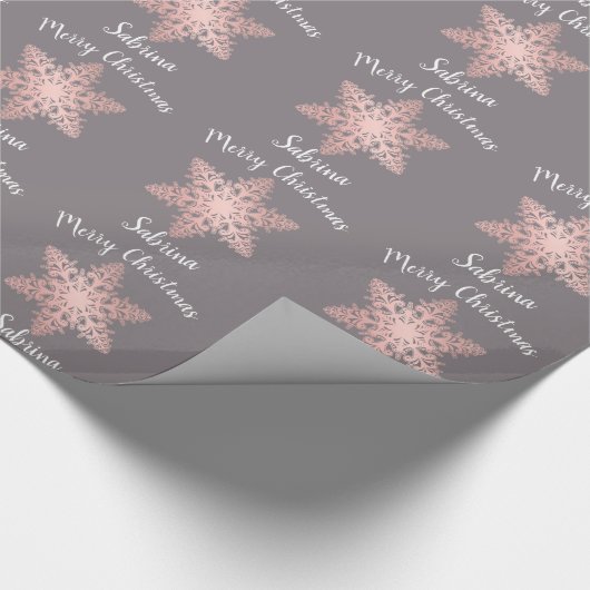 Papier Cadeau Élégant rose or Noël flocons de neige motif (Coin)