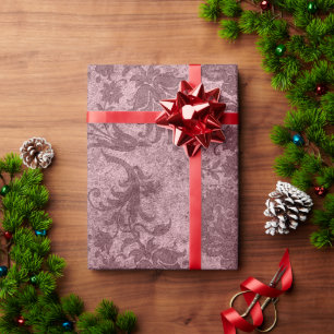 Papier Cadeau Elégant rose or royal damask motif floral