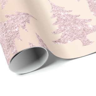 Papier Cadeau Élégant Rose Parties scintillant d'or Motif d'ar